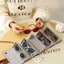 Axyaa Vintage Faux Leather Glasses Organizer with 4/6 Slots - Foldable Eyewear Case