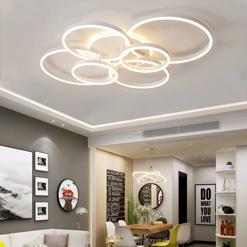 Axyaa Round Circle Ring Chandelier Ceiling Lamp for Home Decor Lighting in Living Bedroom
