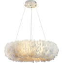 Axyaa Modern Donut Pendant Light: Stylish White Feather Lamp for Romantic Master Bedrooms