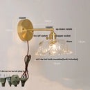 Axyaa Clear Glass LED Wall Light Fixture Modern Rotate Bedside Lamp