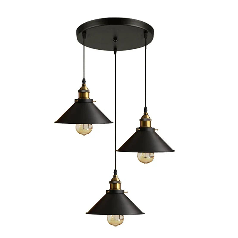 Axyaa 3-Head Industrial Pendant Chandelier for Kitchen, Bedroom, Home - Black/White