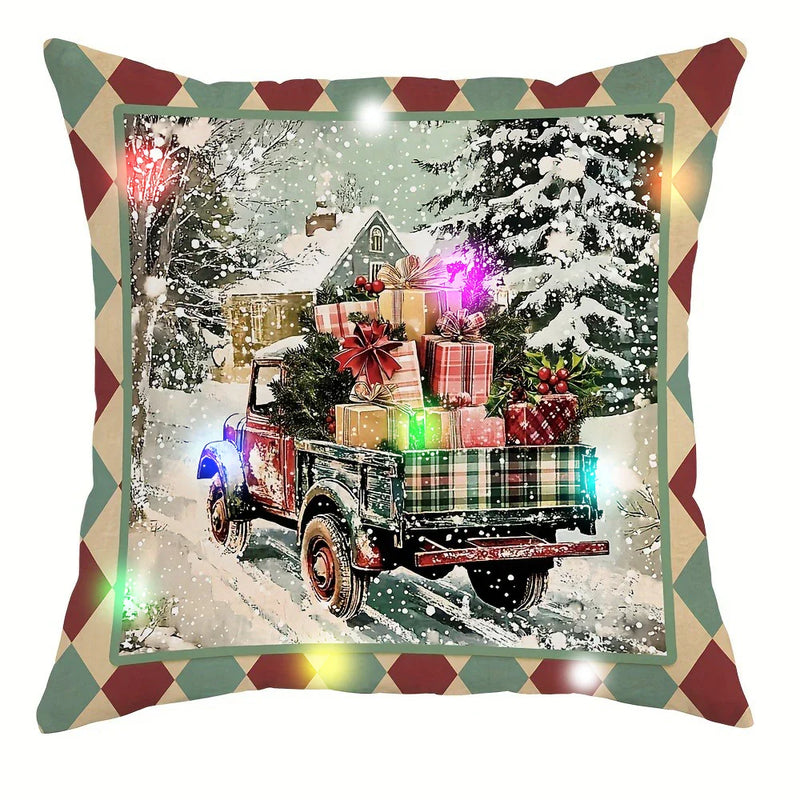 Axyaa Christmas Nutcracker LED Light Luminous Pillowcase for Festive Home Decor & Gifting