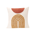 Axyaa Burnt Orange Gematric Tufted Half Circle Cushion Cover for Home Decor