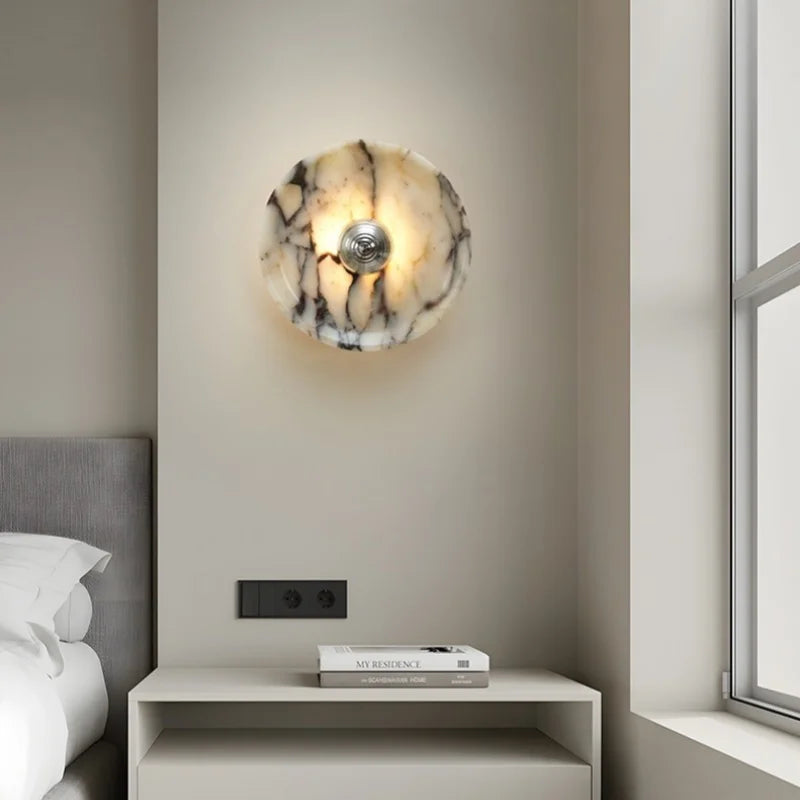 Axyaa Marble LED Wall Lights: Modern Minimalist Bedroom Kitchen Decor