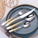 Axyaa Gold Plated Stainless Steel Cutlery Set - 24Pcs Western Tableware Fork Spoon