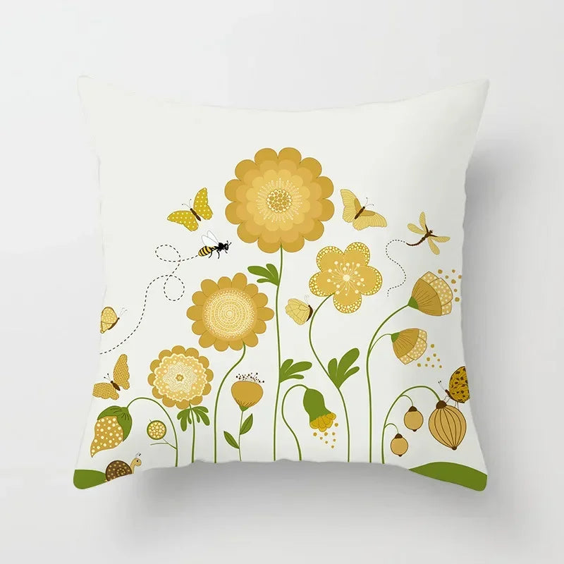 Axyaa Abstract Line Flower Print Pillowcase