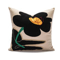 Axyaa Poppy Floral Embroidery Cushion Cover Blue Orange 45x45cm Home Decor for Living Room