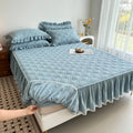 Axyaa Yarn-Dyed Cotton Bed Skirt with Lace, All-Season Mattress Topper
