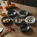 Axyaa Ceramic Seasoning Dish Vintage Sushi Plate Round Vinegar Dish Kitchenware