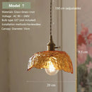 Axyaa Amber Glass Pendant Light Brass Vintage Adjustable Hanging Lamp
