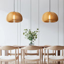 Axyaa Wood Pumpkin Birdcage Pendant Light, Adjustable E27 Tiffany Chandelier for Dining Room and Bedroom