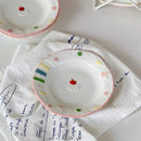 Axyaa 6 Inch Ceramic Cake Plate Dessert Dish in Ins Style Relief Tray