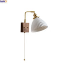Axyaa Ceramic Copper LED Wall Lamps with Pull Chain Switch for Home Decor