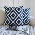 Navy Blue Cotton Throw Pillow Case 30x50/45x45cm - Axyaa Home Decor