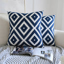 Navy Blue Cotton Throw Pillow Case 30x50/45x45cm - Axyaa Home Decor