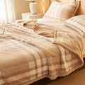 Axyaa Japanese Grid Style Double Sided Velvet Duvet Cover 150*200cm