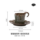 Axyaa Pleated Ceramic Coffee Cup and Saucer Set, Hand Punch Hanging Ears, Japanese Light Luxury