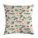 Axyaa Lotus Carp Print Cushion Cover for Home Decor on Mahogany Chair