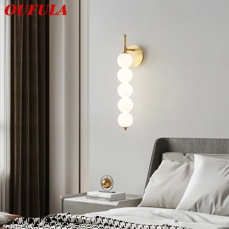 Axyaa Brass Gold LED Glass Sconce Wall Light Fixture