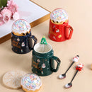 Santa Claus Ceramic Mug Set by Axyaa: Festive Lid, Spoon, Perfect X'mas Gift