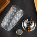 Axyaa Crystal Cocktail Shaker: 17oz Martini Shaker with Metallic Lid & Strainer