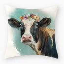 Axyaa Cute Cow Cartoon Square Cushion Cover - Simple Home Decor Pillowcase