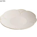 Axyaa Ceramic Petal Edge Plate Set - Irregular Steak, Dessert, Sushi Specialty Tableware