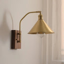 Axyaa Nordic Copper LED Wall Sconce with Adjustable Switch, Walnut Bedside Lamp
