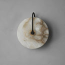Axyaa Nordic LED Wall Sconce Round Black Iron Marble Light for Home Décor