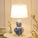Axyaa Luxury Crystal Gourd Ceramic Table Lamp | High-End Embossed Bedroom Bedside Lamp