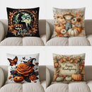 Axyaa Autumn Pumpkin & Leaves Pillow Cover for Sofa, Bedroom, Car