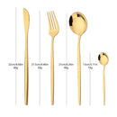 Axyaa Black Gold Cutlery Fork Set - 4Pcs Stainless Steel Dinnerware Teaspoon Utensils