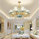 Luxury Crystal Blue Ceramic Chandelier for Living Room Ceiling by Axyaa