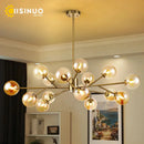Axyaa Gray Glass Sputnik Chandelier: Height Adjustable, G9 Bulb, Home Ceiling Fixture