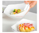 Axyaa 8" Square Ceramic Plate Set - Minimalist Raised Foot Bowl Soup Salad Plate