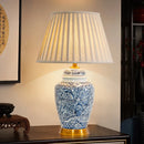 Axyaa Blue and White Porcelain Table Lamp, Neoclassical Style