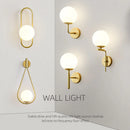 Axyaa Glass Shade Iron Gold Wall Lamp for Bedroom - Modern Spherical Design