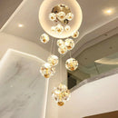 Axyaa Crystal Chandelier Stair Pendant Lamp Living Room Interior Lighting