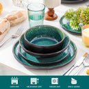 Axyaa 24-Piece Green Dinnerware Set - Reactive Glaze Dishes for 8