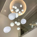 Axyaa White Glass LED Pendant Chandelier - Nordic Villa Stairs Cobble E27 Modern Design