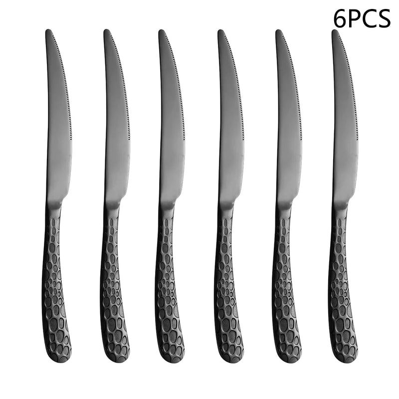 Axyaa Black Stainless Steel Cutlery Set for Home Kitchen Holiday Dinner