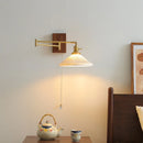 Axyaa Copper Ceramic LED Wall Light with Pull Chain Switch for Modern Home Décor