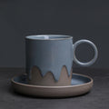 Axyaa Coarse Pottery Glazed Coffee Cup and Saucer Set, 200ML