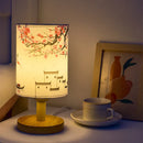 Axyaa LED Square Table Lamp Chinese Style Fabric Lampshade Dimmable Night Light