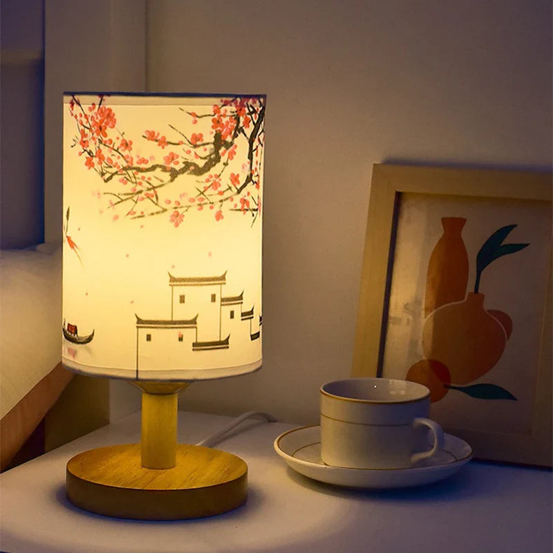 Axyaa Dimmable LED Fabric Table Lamp - Chinese Style Square Decoration