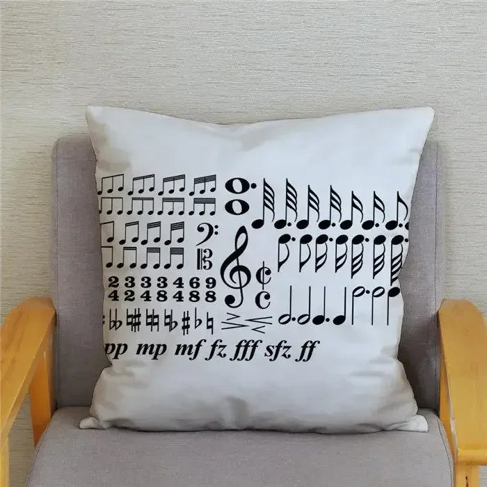 Axyaa Cartoon Sheet Music Printed Cushion Cover for Bedroom and Living Room