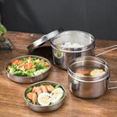 Axyaa Stainless Steel Compartment Lunch Box - Anti-scalding Round Fast Food Cup