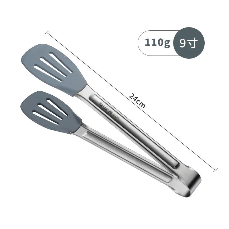 Axyaa Silicone Hollow Head BBQ Tongs for Home Cooking Essentials