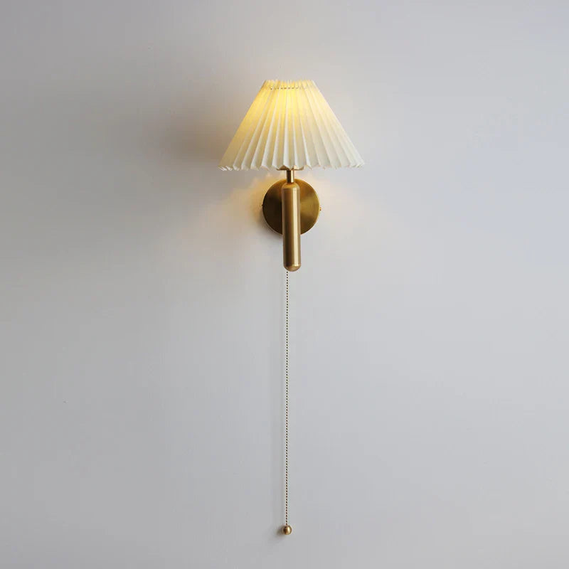 Axyaa White Umbrella Gold Copper LED Wall Lights - Luxury Bedroom Decor