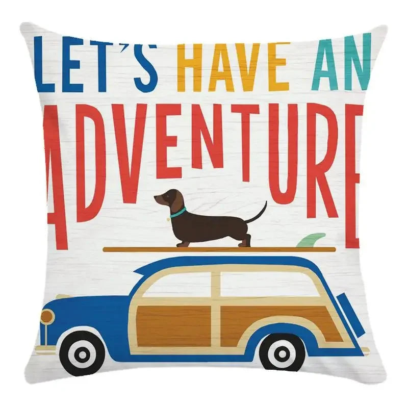 Funny Dog Driving Pattern Cushion Cover - Axyaa Decorative Pillow Case